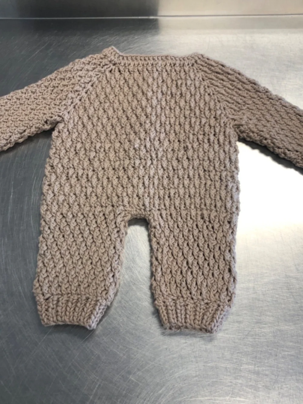 Handmade Baby Crochet Romper Gift Set with Beanie & Crochet Wooden Ring 6-9 Mos.